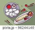 Idli and dosa indian food top view 96244140