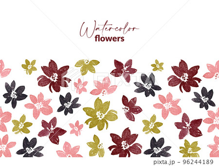 Template with abstract flowers. Hand drawn illustration of blooming plants. Botanical design for greeting card design and packaging. 96244189