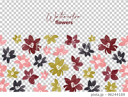Template with abstract flowers. Hand drawn illustration of blooming plants. Botanical design for greeting card design and packaging. 96244189