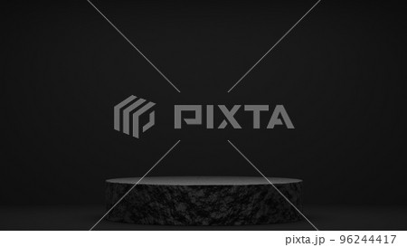 black Empty podium Blank product shelf standing backdrop. 3D rendering. 96244417
