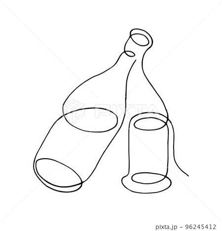 thin line bottle. glass. modern simple lineart graphic art design isolated. illustration. vector 96245412