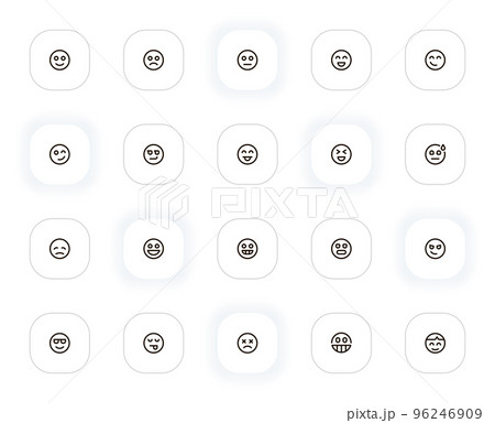 Smileys and emoji line icons set. Sad, laugh, wink, joy, happiness, face, fun, cute, angry, dead. Vector outline pictograms for web and ui, ux mobile app design. Editable Stroke. 24x24 Pixel Perfect. Smileys and emoji line icons set. Sad, laugh, wink, joy, happiness, face, fun, cute, angry, dead. Vector outline pictograms for web and ui, ux mobile app design. Editable Stroke. 24x24 Pixel Perfect. 96246909