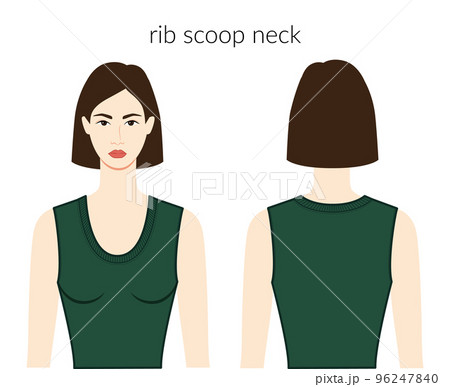 Rib scoop neckline clothes knits, sweaters character beautiful lady in emerald top, dress technical fashion illustration Rib scoop neckline clothes knits, sweaters character beautiful lady in emerald top, dress technical fashion illustration 96247840