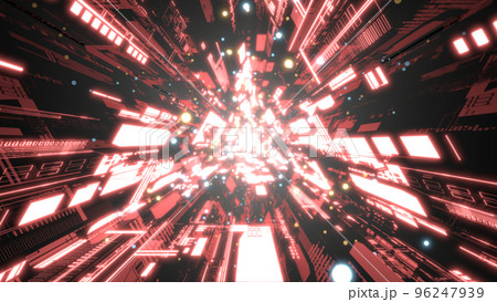 VJ トンネル 三角形 機械 SF 発光 サイバー 赤 [別Verあり] 96247939