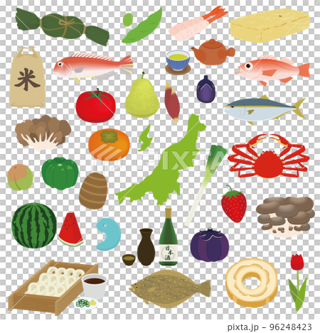 新潟縣地圖和特產插圖 新潟縣地圖和特產插圖 96248423