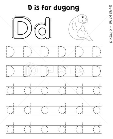 Dugong Animal Tracing Letter ABC Coloring Page D 96248640