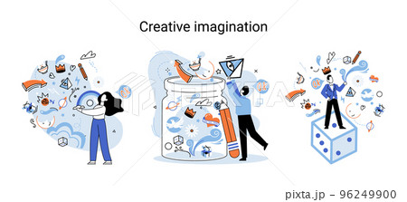 Creative mind, imagination or brainstorm or originative idea concept. Phantasy flow and creativity 96249900