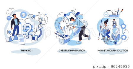 Creative thinking. People different mental mindset types or models creative. Imaginative logical and structural thinking 96249959
