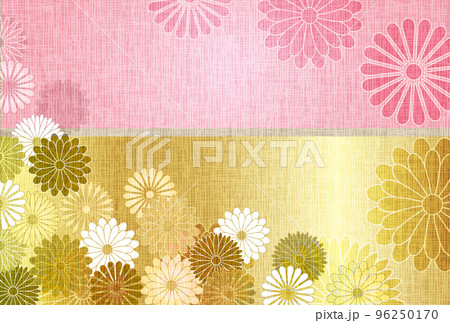 菊　年賀状　和柄　背景 96250170