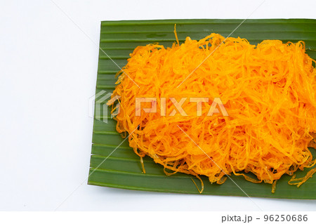 Thai dessert Foi Thong, Golden egg yolk threads Thai dessert Foi Thong, Golden egg yolk threads 96250686