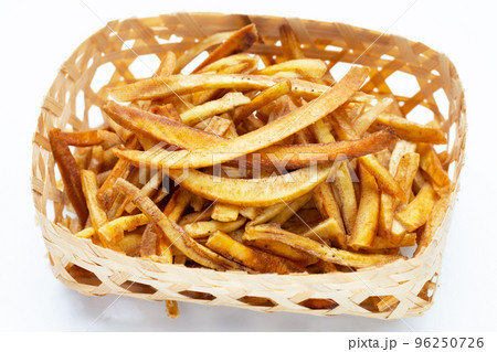 Crispy banana sticks. Fruit snack Crispy banana sticks. Fruit snack 96250726