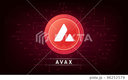 Avalanche coin cryptocurrency token symbol. Coin icon on dark  background.  96252579