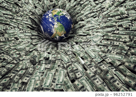 Worldwide problem of economic recession and crisis. Earth provided by NASA 96252791