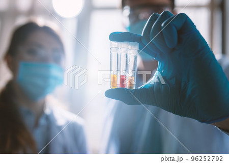 Medical science laboratory. Concept of bacteria research against covid-19 coronavirus 96252792