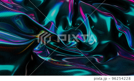 Dark neon colored cloth piece of blowing fabric background 3d render 96254228