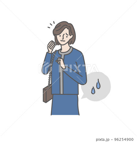 外出中に急な尿漏れに気付く女性 96254900