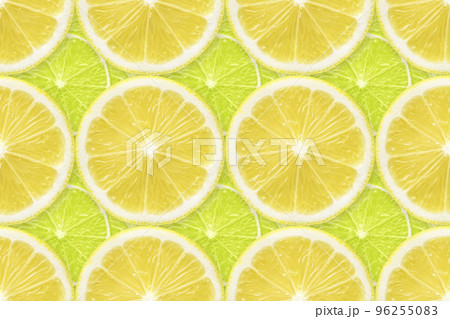 lemon over lime slices lemon over lime slices 96255083
