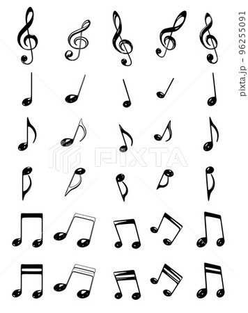光沢のある黒い音符　ベクターイラストレーション 96255091