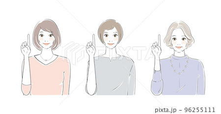 指をさす中高年女性 指をさす中高年女性 96255111