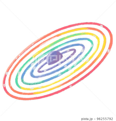 Hand drawn planet crayon rinbow. 96255792