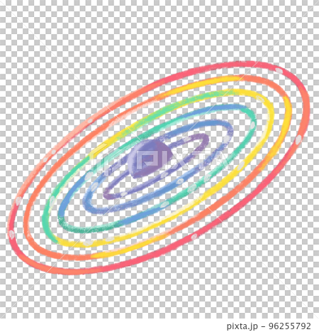 Hand drawn planet crayon rinbow. 96255792