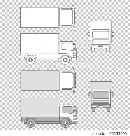 Truck illustration, side, front, bird's eye view (line drawing) 96255903