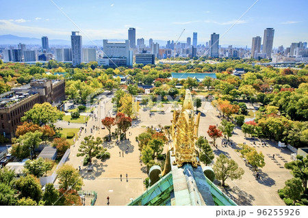 大阪府大阪市 大阪城天守閣からの眺め(南側 天王寺方面) 大阪府大阪市 大阪城天守閣からの眺め(南側 天王寺方面) 96255926