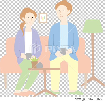 くつろぐカップル くつろぐカップル 96256022