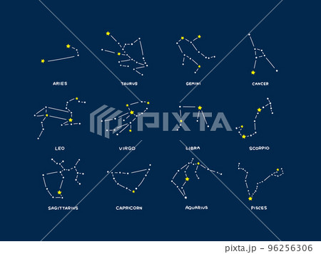 ゴールドと白のシンプルな12星座 96256306
