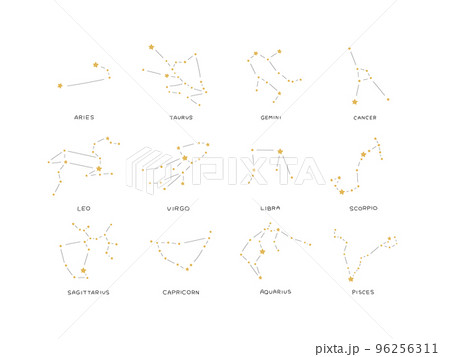 ゴールドと黒のシンプルな12星座 96256311
