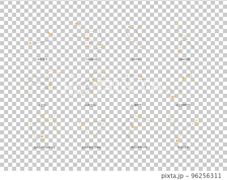 ゴールドと黒のシンプルな12星座 96256311