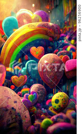 Abstract multicolor magical surrealism. Lots of colored paint, ink, fuzzy hearts, rainbows and multicolored smoke. Colorful wonderful unreality from dreams. Perfect for phone wallpaper or for posters. Abstract multicolor magical surrealism. Lots of colored paint, ink, fuzzy hearts, rainbows and multicolored smoke. Colorful wonderful unreality from dreams. Perfect for phone wallpaper or for posters. 96256900