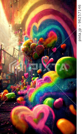 Abstract multicolor magical surrealism. Lots of colored paint, ink, fuzzy hearts, rainbows and multicolored smoke. Colorful wonderful unreality from dreams. Perfect for phone wallpaper or for posters. Abstract multicolor magical surrealism. Lots of colored paint, ink, fuzzy hearts, rainbows and multicolored smoke. Colorful wonderful unreality from dreams. Perfect for phone wallpaper or for posters. 96257146
