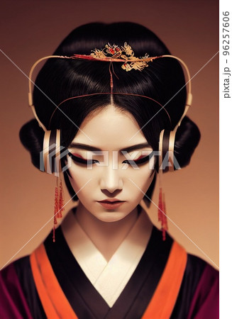 A fictional person, not based on a real person. A portrait of a creative beauty wearing fancy headphones. A lover of fashionable music. 3d rendering 96257606