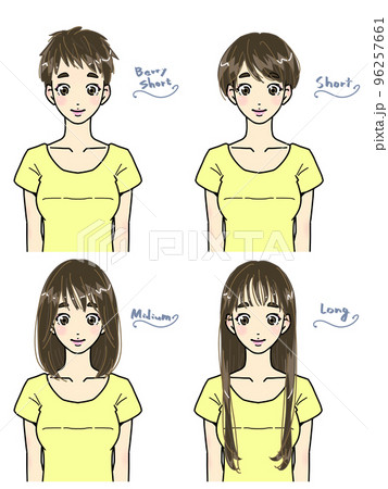 様々な髪の長さの女性のイラストセット 96257661
