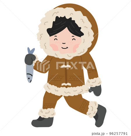 funny  Eskimo girl in flat design 96257791