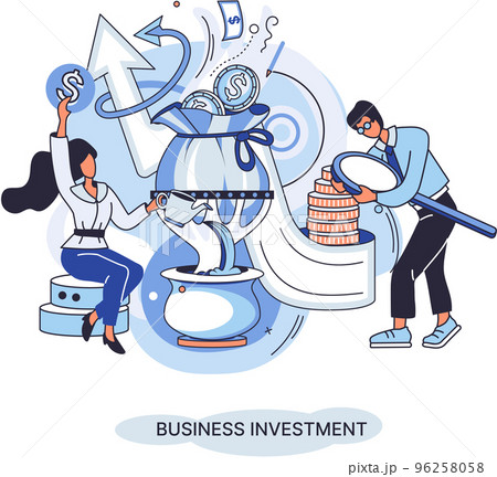 Business investment metaphor. Investment capital profit and income multiplying. Buying shares and funds, modern economy 96258058