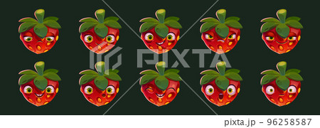Funny strawberry character with different emotions 96258587
