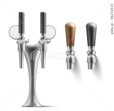 Set of beer taps isolated on white background 96258610