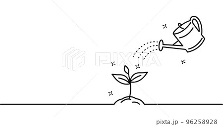 Watering can with plant. Concept of plant growth or business development. Watering can with plant. Concept of plant growth or business development. 96258928