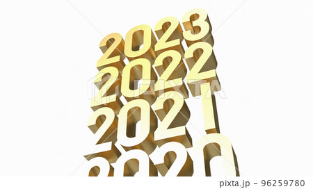 gold number 2023 on white background  3d rendering 96259780