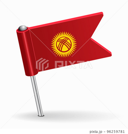 Kyrgyz flag map pointer layout. Vector illustration. 96259781
