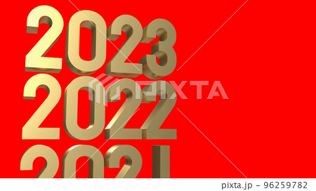 The gold number 2023 on red background 3d rendering The gold number 2023 on red background 3d rendering 96259782