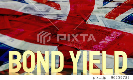 The gold bond yields on union jack flag background for business concept 3d rendering 96259785