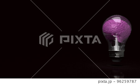 The lightbulb brain on black background  3d rendering 96259787