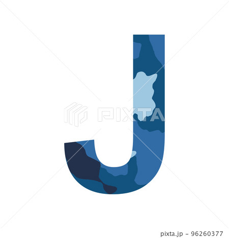 English alphabet letter J, khaki style isolated on white background - Vector 96260377