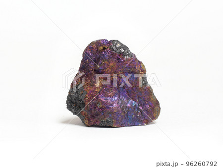 Peacock Ore Specimen Isolated on White Background Peacock Ore Specimen Isolated on White Background 96260792