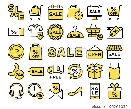 SALE カラフルなラインアイコンセット SALE カラフルなラインアイコンセット 96261033