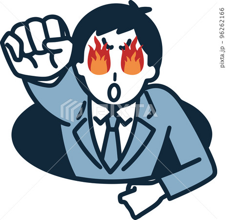 闘魂メラメラの男性 シンプルイラストのイラスト素材