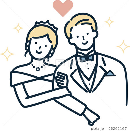 結婚する男性と女性　結婚式　シンプルイラスト 96262167